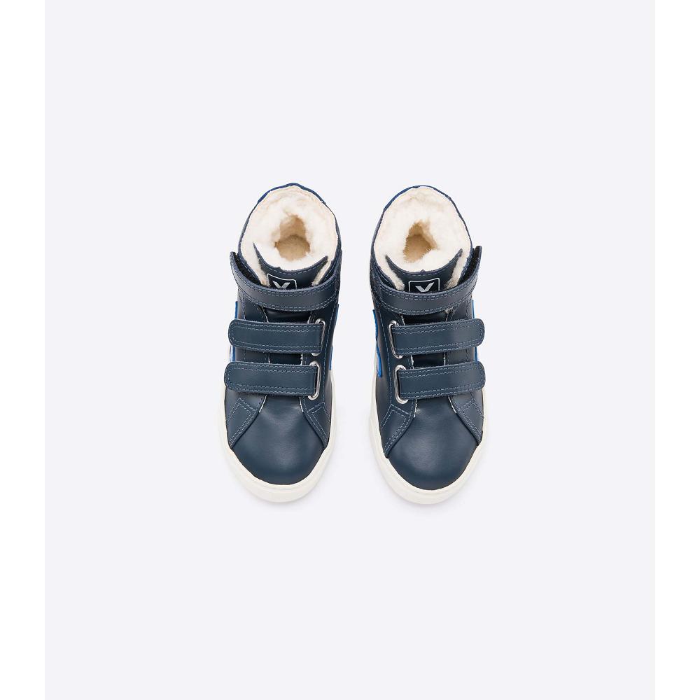 Veja ESPLAR MID FURED LEATHER Vysoke Detske Blue/Navy | SK 691BEX